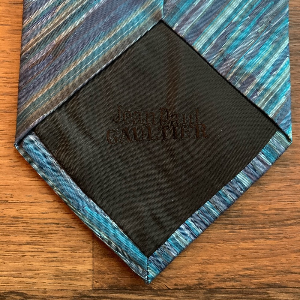 (SOLD) Jean Paul Gaultier Blue Striped Tie - Picture 6 of 8